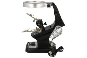 Trzecia ręka - zestaw optyczny czarny z podświetleniem LED, TH-7023(B)