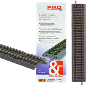 Tor prosty G231 na nasypie do podłączenia klipsa zasilającego, Piko 55406